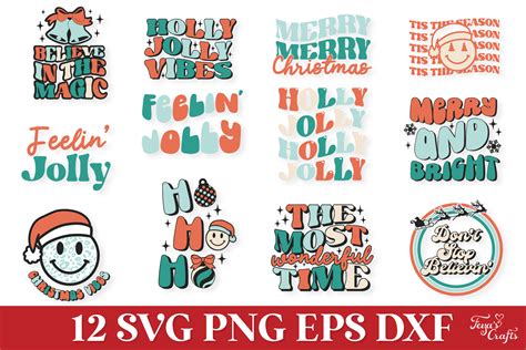 Retro Christmas Svg Quotes Bundle By Anastasia Feya Fonts Svg Cut