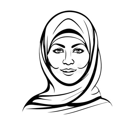 Fantastical Lovely Vector Art Muslim Woman Logo Stock Vector