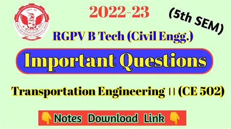 Transportation Engineering Important Questions Civil Engg Th Sem