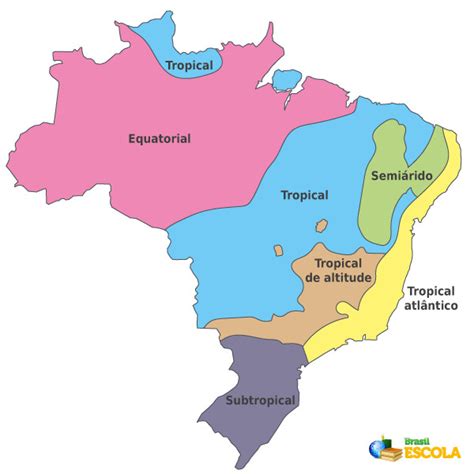 Climas do Brasil quais são características mapa Brasil Escola