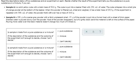 Solved Read The Descriptions Below Of Two Substances And An Chegg