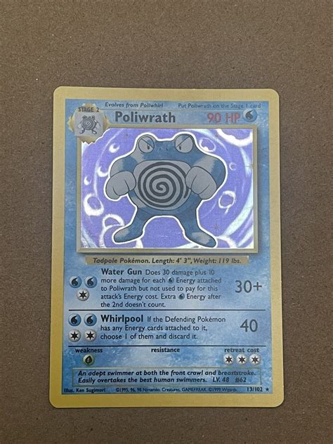 Rare Pokemon Card Cg Poliwrath Base Set Holo Unlimited Holo Rare