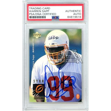 Warren Sapp Upper Deck Autograph Rookie Card Psa Dna Steel