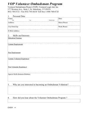 Fillable Online State Long Term Care Ombudsman Program Fax Email Print