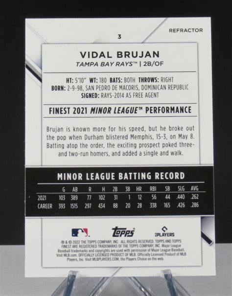 2022 Topps Finest Refractor 3 Vidal Brujan RC For Sale Online EBay