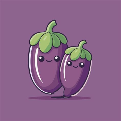 Premium Vector Cute Eggplant Cartoon Vector Illustration