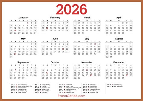 2026 Calendar With Us Holidays - Free Printable Online