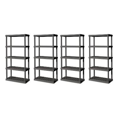 Sterilite 5 Shelf Unit, Heavy Duty, Easy To Assemble Plastic Storage ...