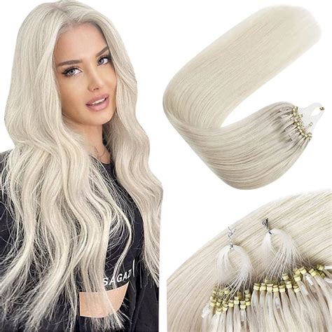 Amazon Sunny Micro Ring Hair Extensions Platinum Blonde Micro