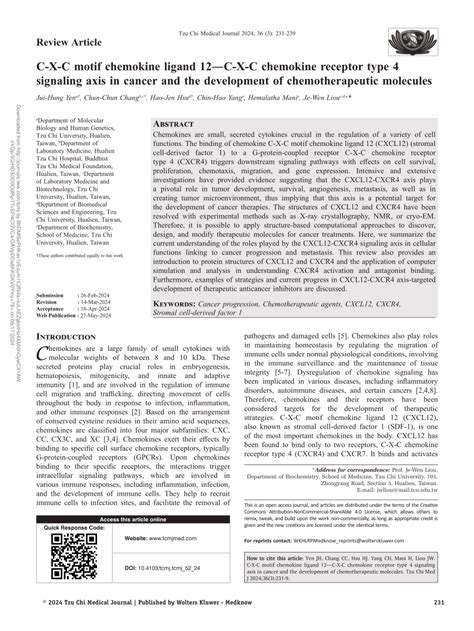 Pdf C X C Motif Chemokine Ligand C X C Chemokine Receptor Type