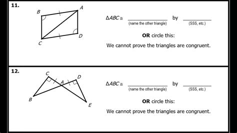 Test A 01 To 14 Proving Triangles Congruent By Sss Sas Asa Aas And Hl Youtube