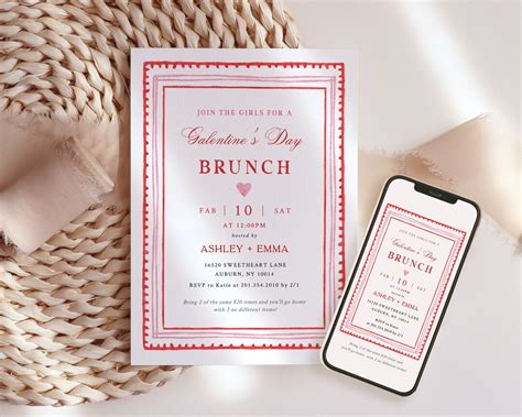 Galentine S Day Brunch Invitation Template Galentines Evite Galentine