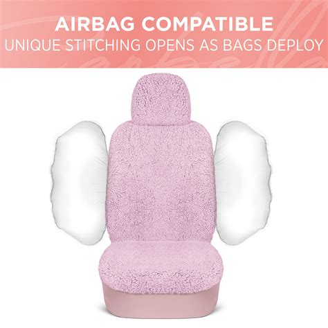 Carbella Plush Sherpa Fleece Car Seat Covers 2 Pack Pink Seat Cover For Cars With Soft