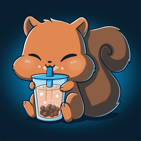 A Cartoon Squirrel Holding A Drink In It S Paws