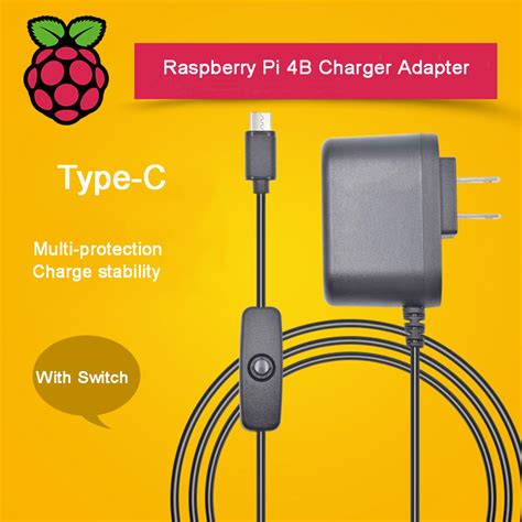 Xiao R 5v 3a Type C Useu Plug Power Charger Adapter With Switch For Raspberry Pi 4b