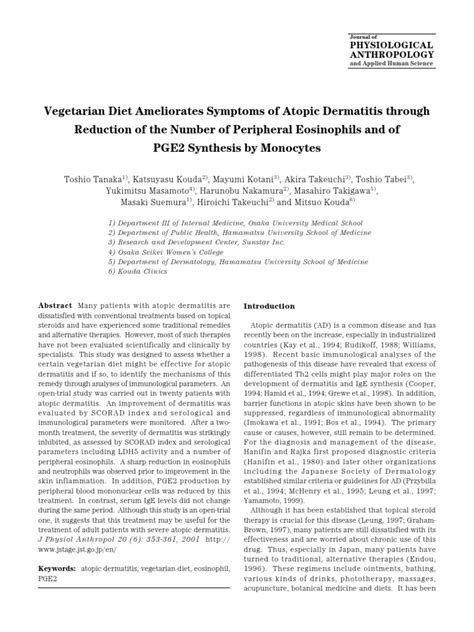 Atopic Dermatitis and Vegan Diet | PDF | Interleukin 4 | T Helper Cell