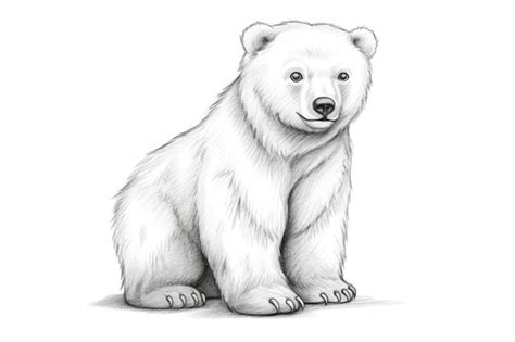 Premium Photo | Cute Polar bear drawing on white background generative AI