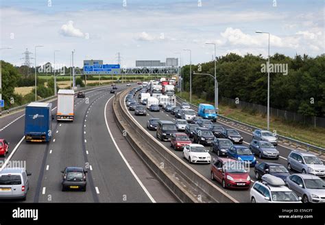 Congestion on the M5 Motorway southbound traffic approaching Junction 16 Stock Photo - Alamy