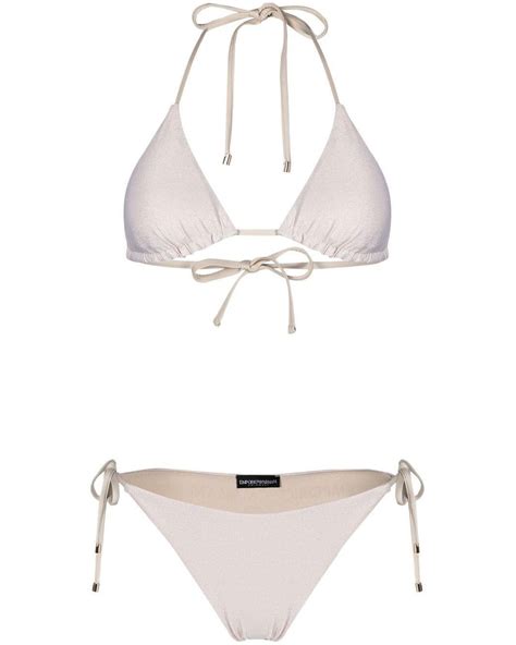 Emporio Armani Metallic Triangle Bikini Set Lyst Uk