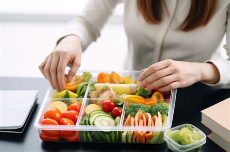 Persona Que Prepara La Comida Para El Almuerzo En El Trabajo Tener Un