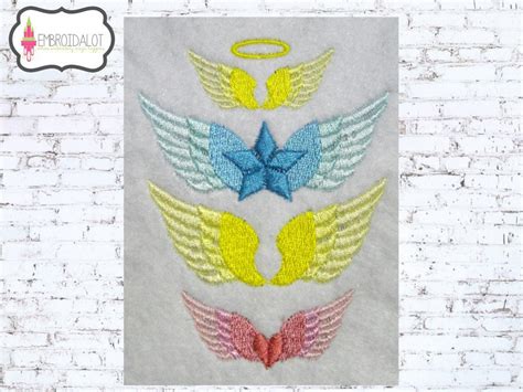 Angel Wing Machine Embroidery Design Set Mini Sizes Angel