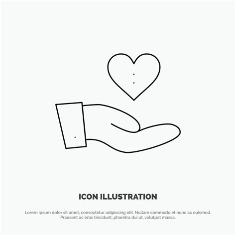 Charity Donation Giving Hand Love Line Icon Vector Vector Art