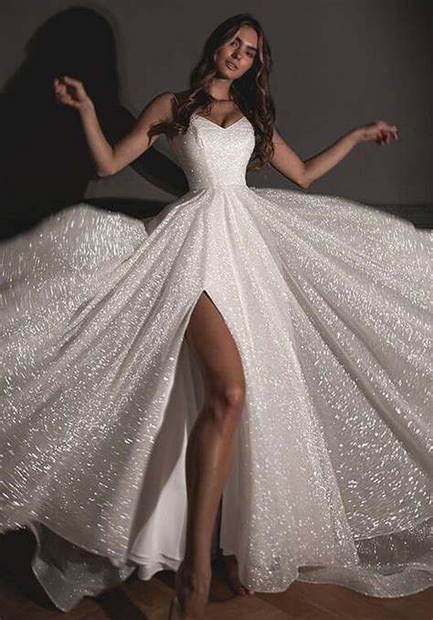 Olivia Bottega Shiny Wedding Dress Bree With A High Front Slit Wedding