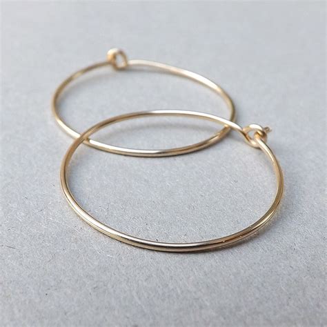 14k Gold Hoop Earrings Solid Gold Hoops Simple Gold By Artistikat