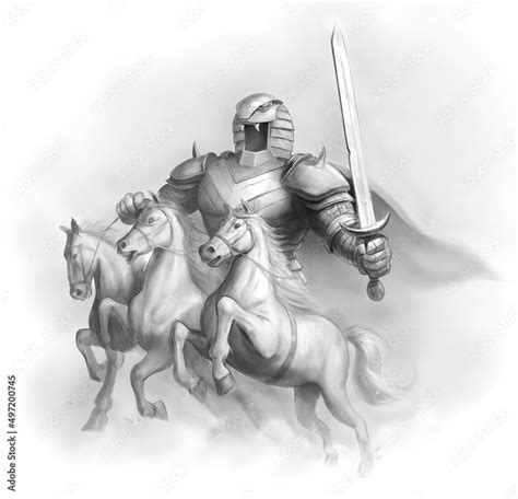 Knight on horseback illustration. Tattoo Sketch, Drawing, Design ...