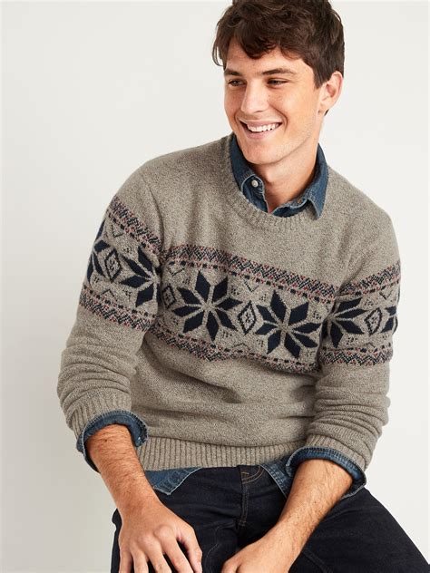 Cozy Fair Isle Crew Neck Sweater For Men Old Navy