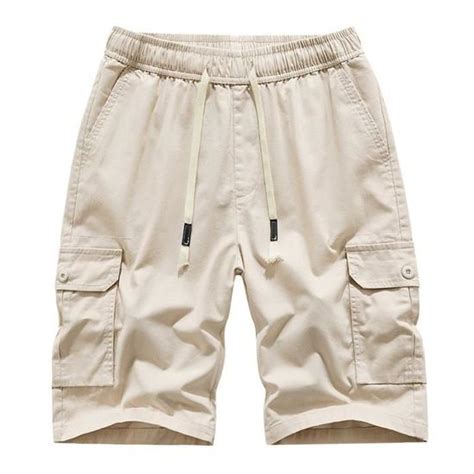 Bermudas Homme Cargo Taille élastiquée en Coton Multi poches Relaxed