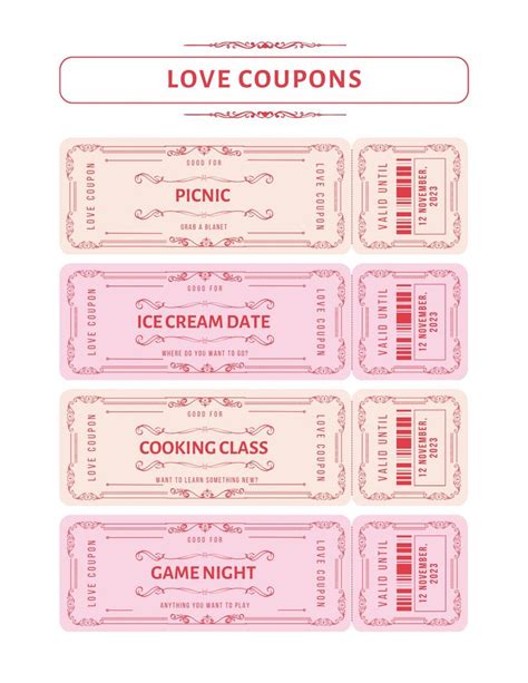 Minimalist Love Coupons Printable Personalized Love Coupon Book For