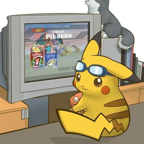 A Pikachu Sitting In Front Of A Tv