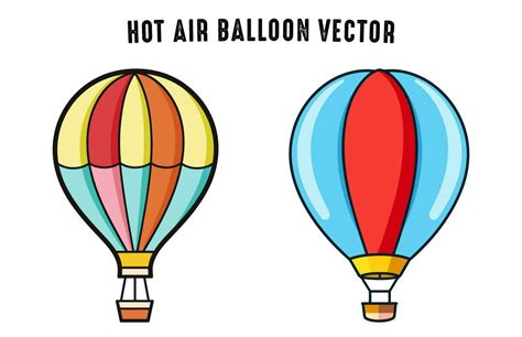 Hot Air Balloon Flat Illustration Set Colorful Hot Air Balloon Vector