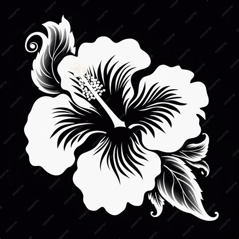 Premium Photo Minimalist Hibiscus Flower Silhouette Vector On Black