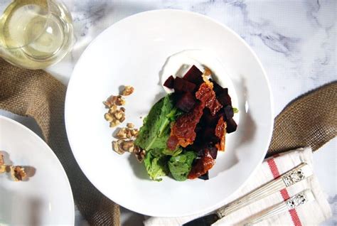 Oven Roasted Beet Salad With Goat Cheese Crema And Crispy Prosciutto The Charming Detroiter