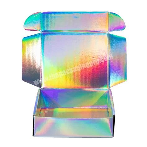 Custom Logo Holographic Corrugated Paper Packaging Tuck Lock Postal Mailer Shipping Box