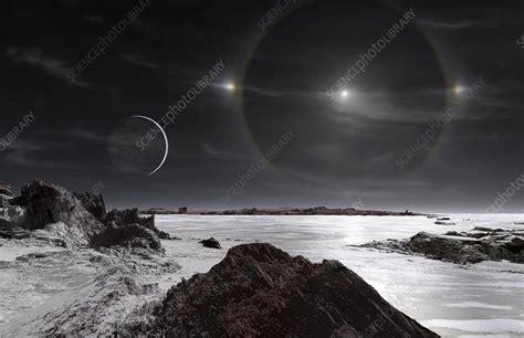 Lake Of Frozen Nitrogen On Pluto Illustration Stock Image C054