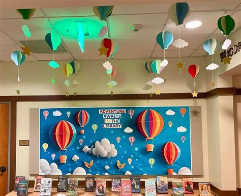 Pin By Teresa Rotella On Teacher Stuff In 2025 Hot Air Balloon Classroom Theme School Library