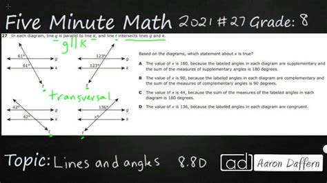 8th Grade Staar Practice Lines And Angles 8 8d 4 Youtube