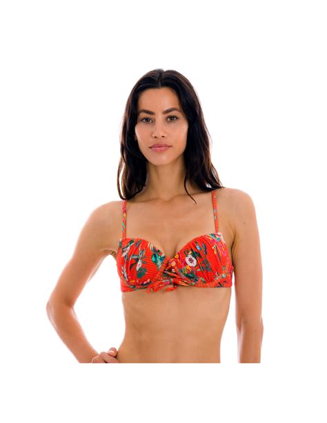 Red Floral Push Up Balconette Bikini Top Top Wildflowers Balconet