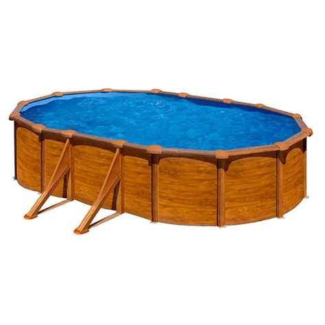 Piscina Desmontable De Acero Imitaci N Madera Ovalada Gre X X