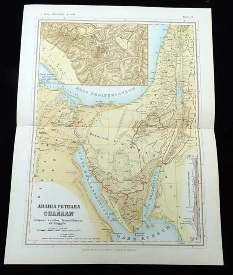 Antique Map Of Israel Sanai Route Of The Exodus Of The Israelites From