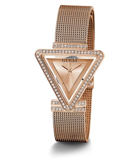 Rose Gold Tone Case Rose Gold Tone Stainless Steelmesh Watch Guess