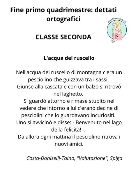 Dettati Ortografici Scuola Primaria Divisi Per Classe Fine Primo