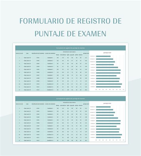 Plantilla De Excel Formulario De Registro De Puntaje De Examen Y Hoja