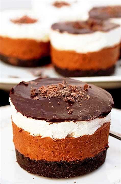 No Bake Layered Chocolate Mini Cheesecake Sweet Spicy Kitchen