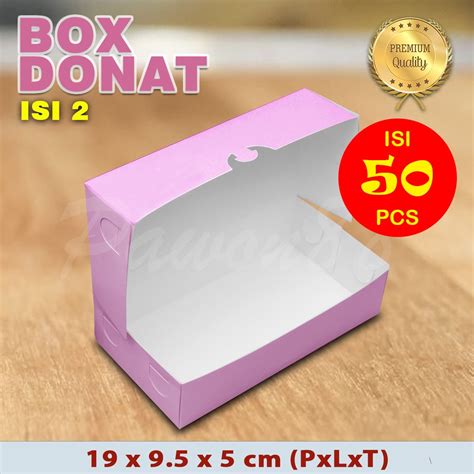 Jual Kotak Box Dus Donat PINK Utk Isi 2 50 Pcs Shopee Indonesia