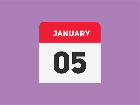 january 5 calendar reminder. 5th january daily calendar icon template ...