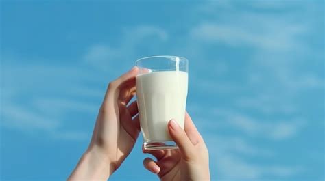 Día mundial de la leche un vaso de leche en la mano generativo ai